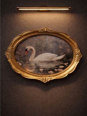 11x14 “swan lake Oval Framed Swan Wall Art in Gold
